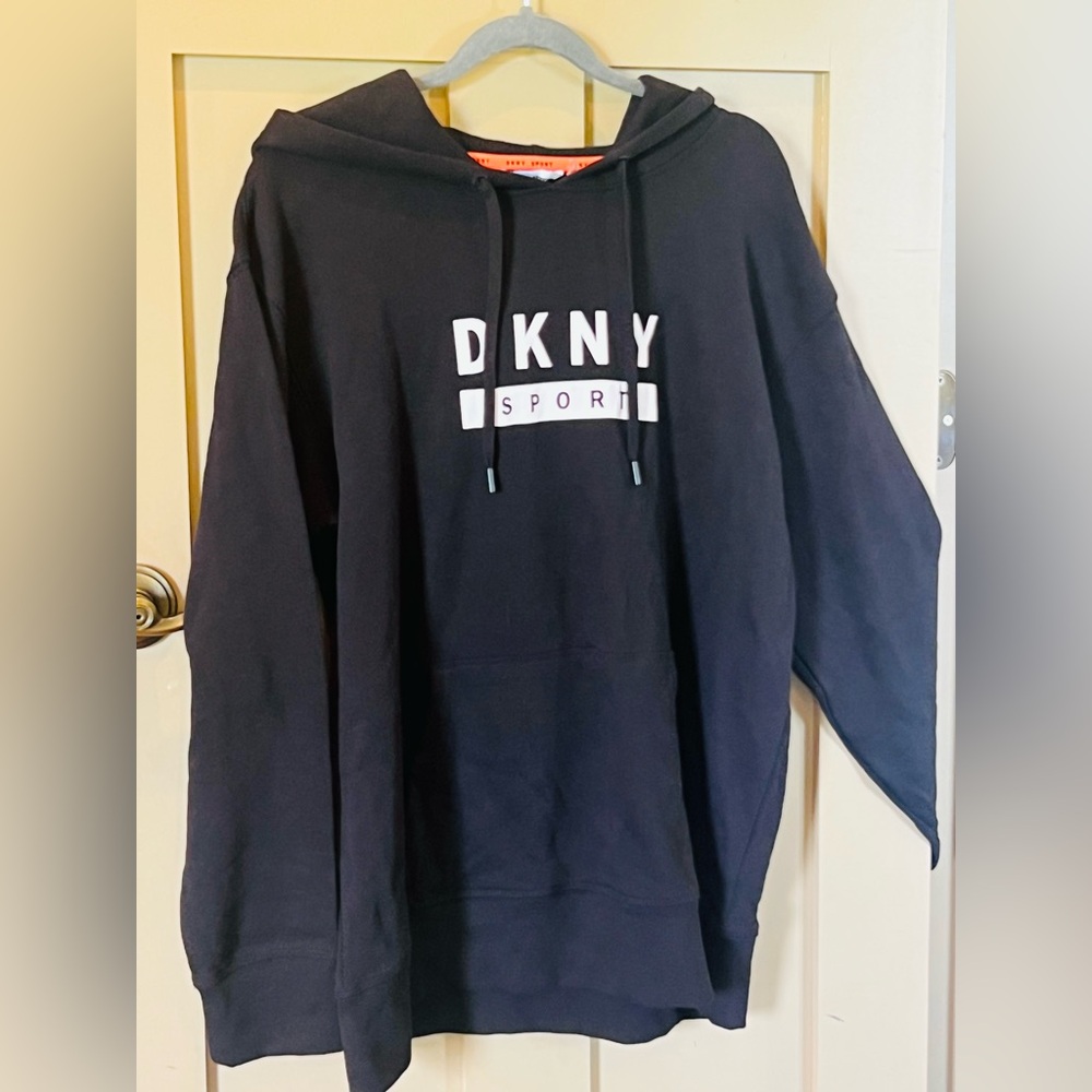 DKNY Sport Logo Black Sweatshirt Hoodie Men’s Sz Large NWT